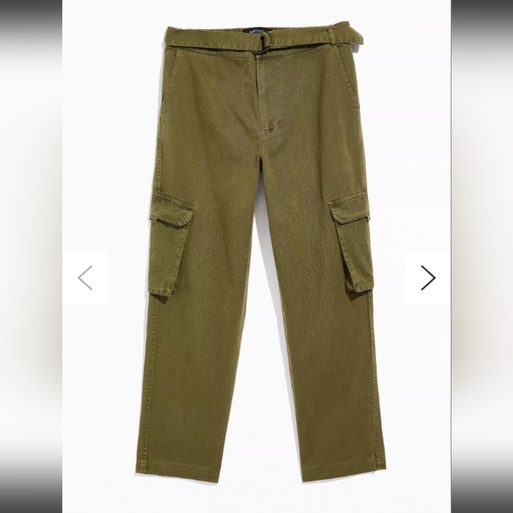 Native Youth Baggy Belted Olive Green Khaki Cargo Pant Utility Skater Emo Street